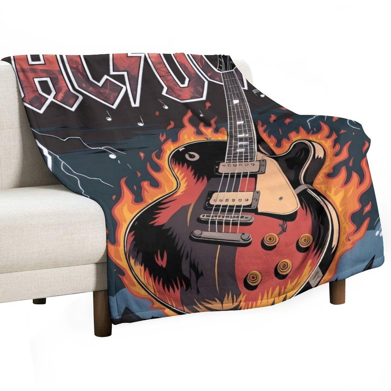 3D Printing Guitar - Rock 'n roll Guitar Throw Blanket