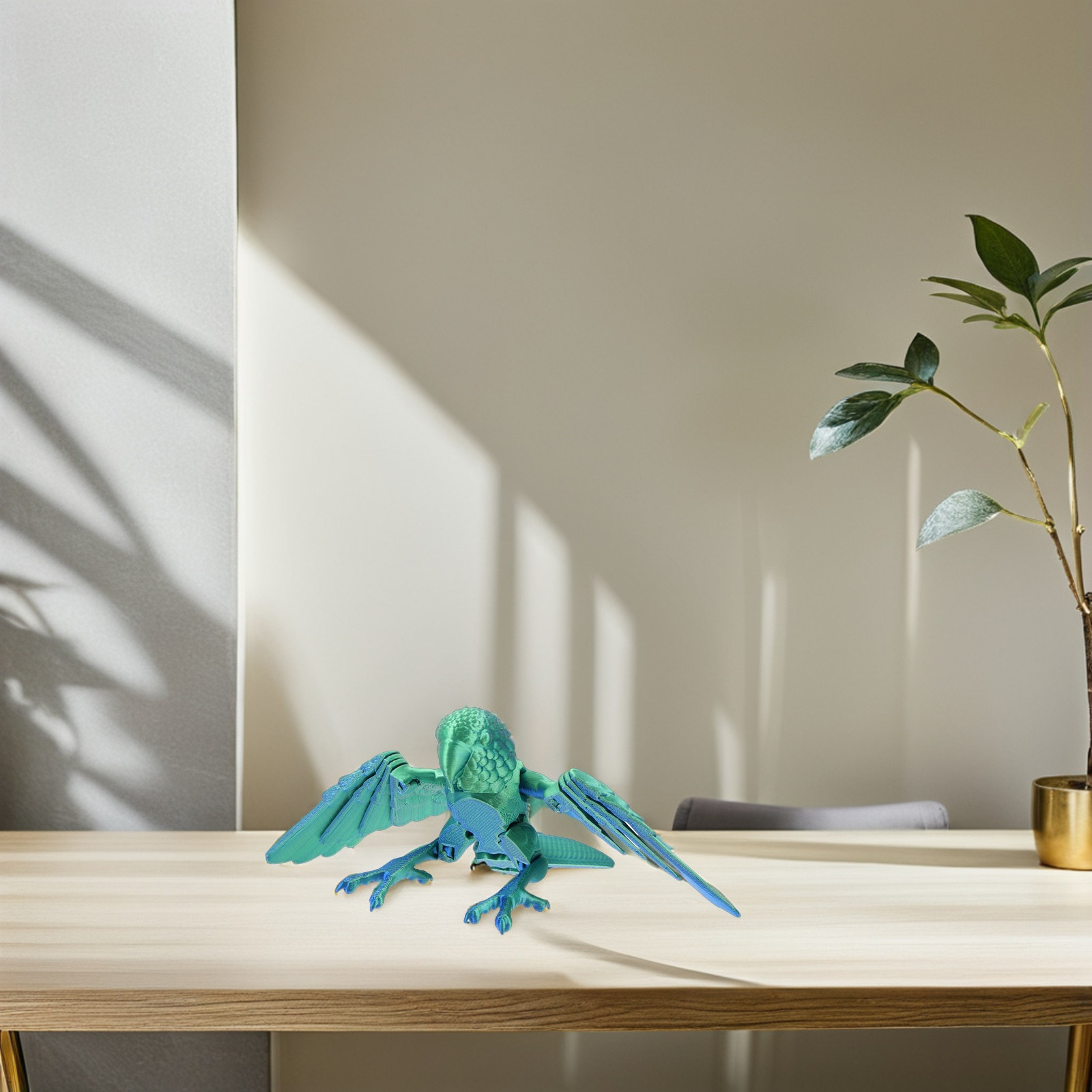 3D Printing Joints - Vibrant 3D Printed Parrot Statue Lifelike