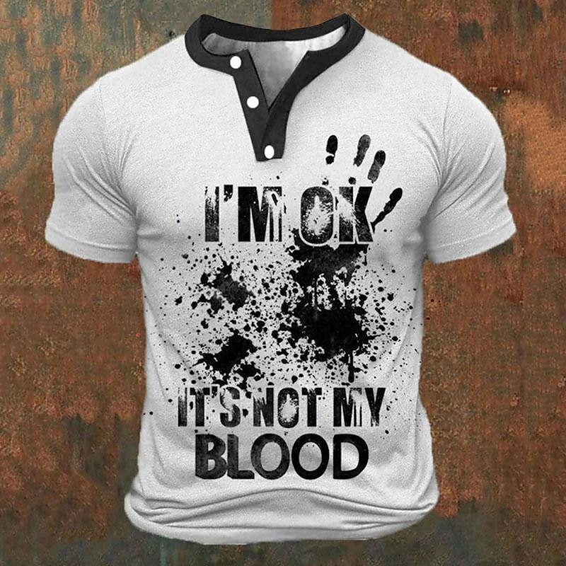 3D Printing Jersey - Funny 3D Letter Print Men's Henley