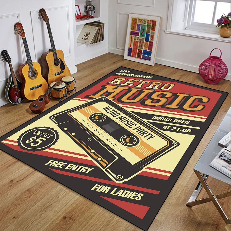 Retro Music Rugs for Bedroom D - 3D Printing Guitar avis et prix
