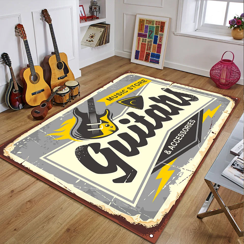Retro Music Rugs for Bedroom D - 3D Printing Guitar avis et prix