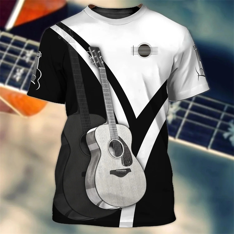 Fashion 3D Guitar Print T Shir - 3D Printing Guitar avis et prix