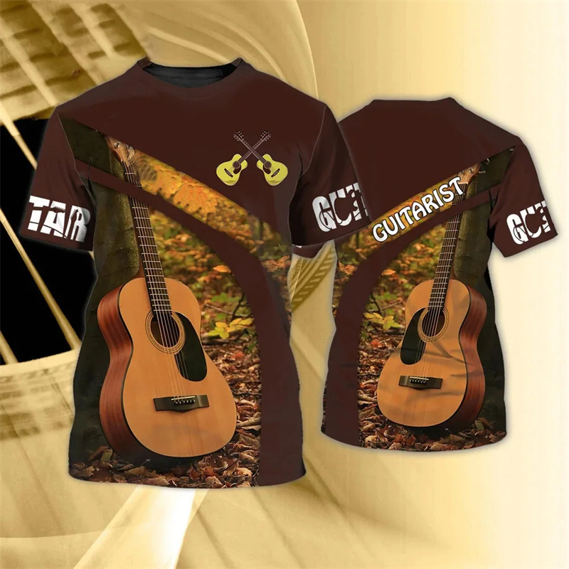 Fashion 3D Guitar Print T Shir - 3D Printing Guitar avis et prix