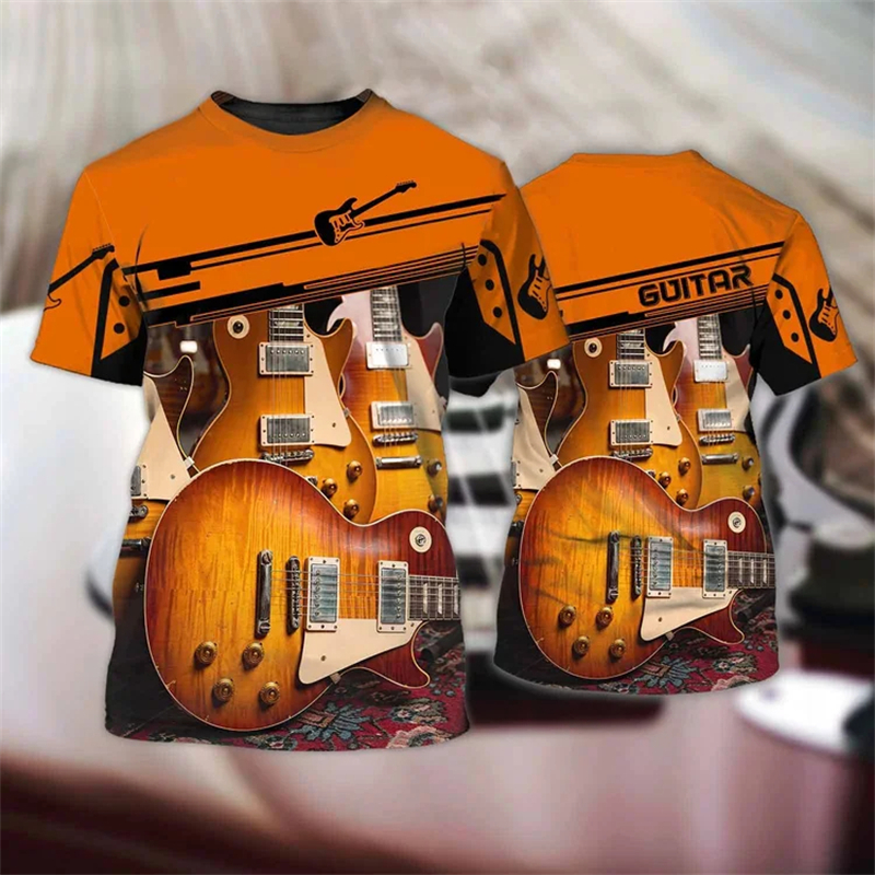 Fashion 3D Guitar Print T Shir - 3D Printing Guitar avis et prix
