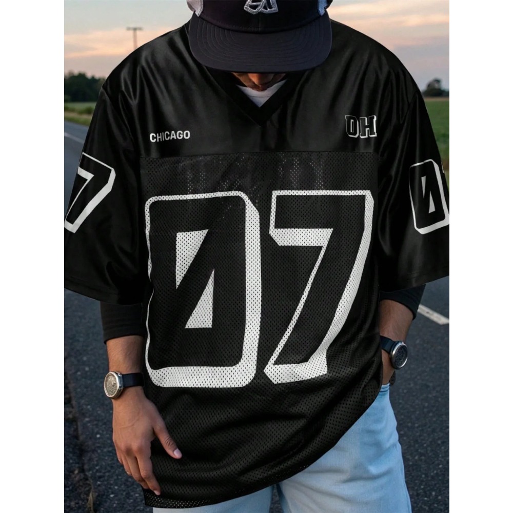 2026 Summer New Men's V-Neck T - 3D Printing Jersey avis et prix