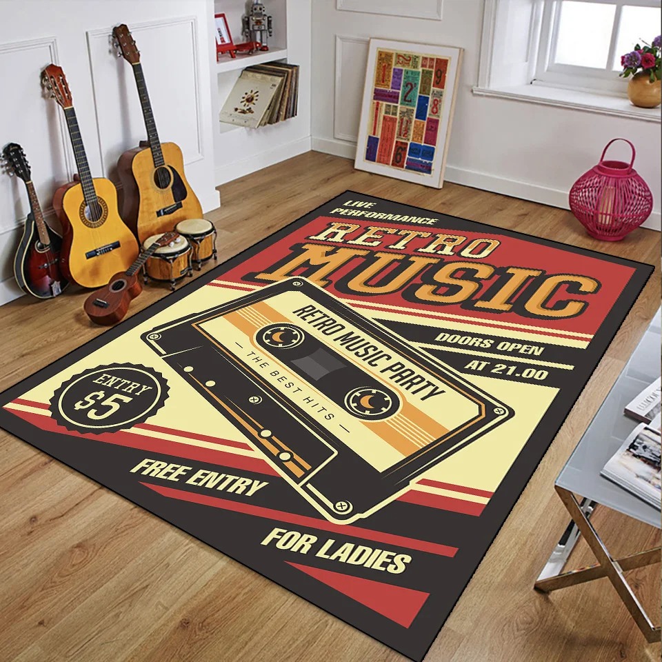 Retro Music Rugs for Bedroom D - 3D Printing Guitar avis et prix