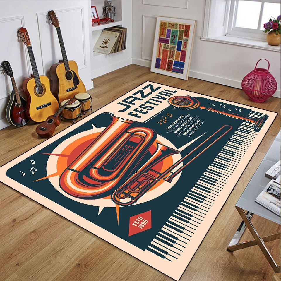 Retro Music Rugs for Bedroom D - 3D Printing Guitar avis et prix